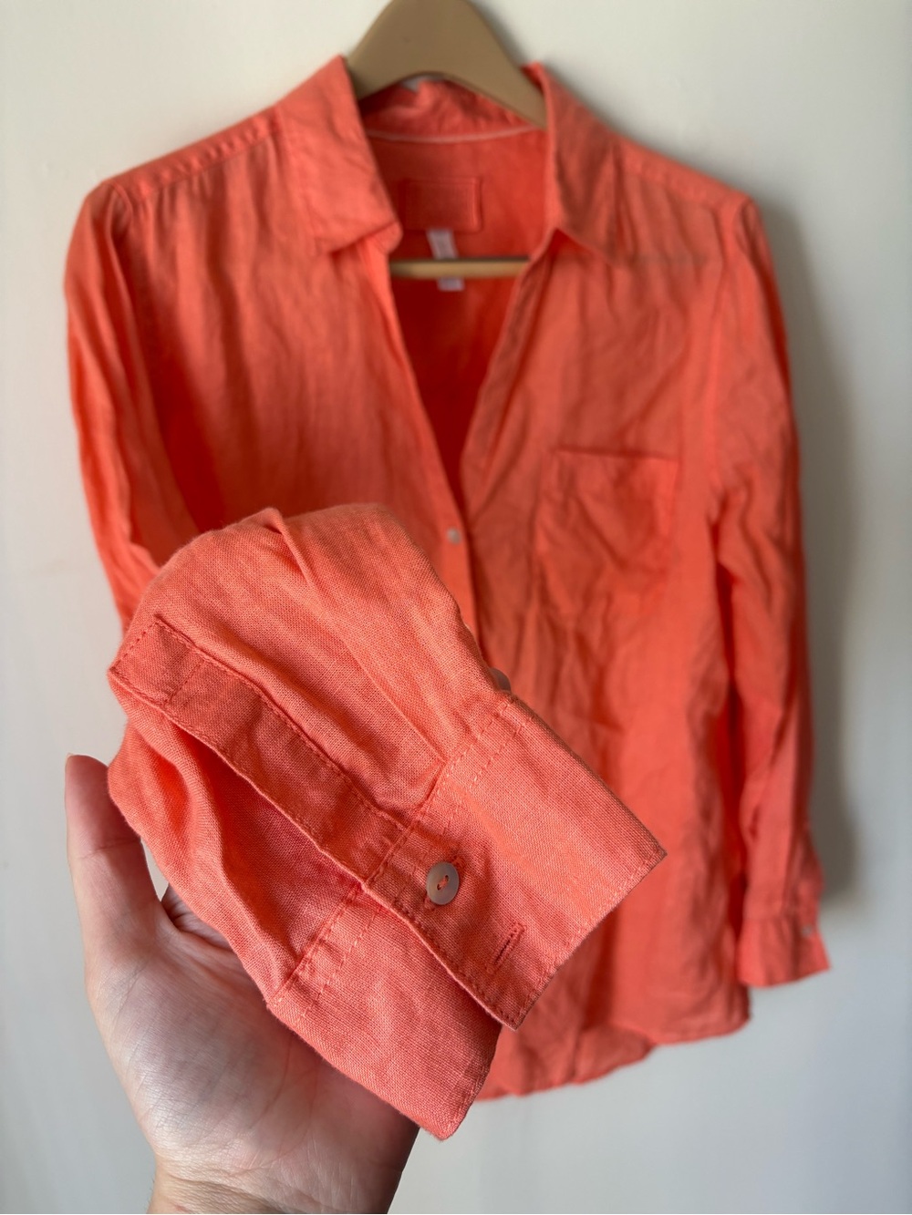 Sigrid Olsen Coral Button Up- 100% Linen - Picture 4 of 5